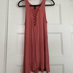 Forever 21 Pink Lace Up Front Dress